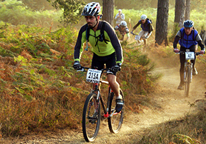 Mountain Bike Race in the Forest